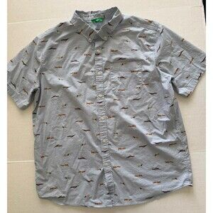 Dip Men’s Novelty Print XLT Button Up Shirt Swimmers AOP Swim Blue Cotton Tall